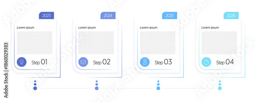 A 4 new step timeline infographic visually maps a sequence of four fresh stages or milestones, using modern designs like curved arrows, circular nodes, or ribbon flows for clarity in presentations.