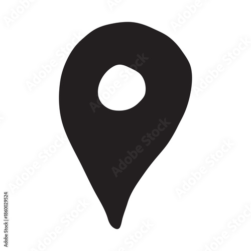 Hand drawn map pin Map marker pointer sign GPS and mapping tools Location pin symbol Pinpoint clipart in doodle style Single element for web, design