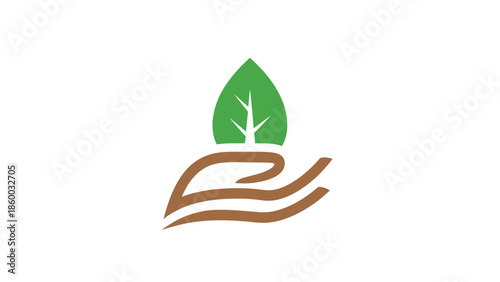 Hand holding a green leaf, representing environmental protection and care for nature.
