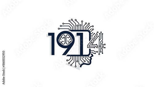 Intelligent digital brain circuit design with the numbers 1914 in the center.