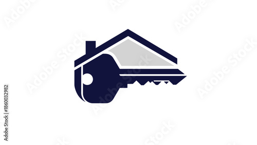 House key logo design representing real estate and property ownership concept.