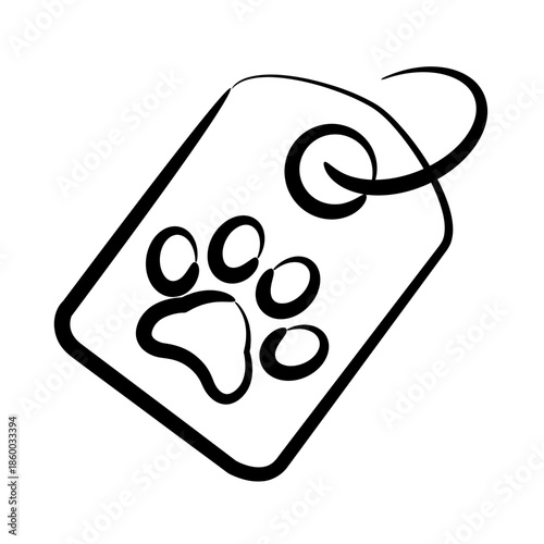 Pet name tag with paw