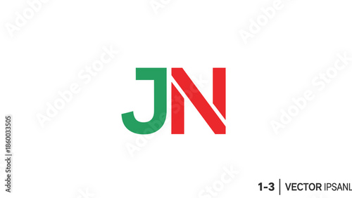 Free Download JN logo design with green and red color combination, simple and modern. - GFXLoad