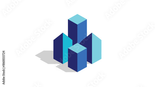 Isometric blue cubes representing data visualization and business growth concepts.