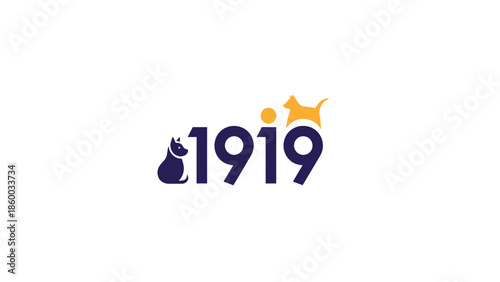 Logo featuring a dog and cat with the number 1919, representing a pet-related business.