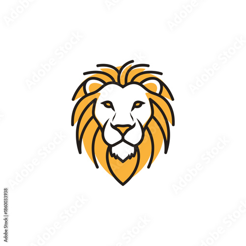 Wallpaper Mural Lion head logo design with golden mane and sharp details, simple and elegant. Torontodigital.ca