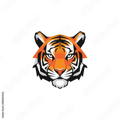 Majestic tiger head illustration showcasing vibrant orange and black stripes with intense gaze.
