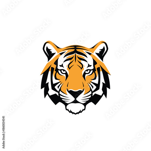 Majestic tiger head illustration showcasing vibrant orange and black stripes.