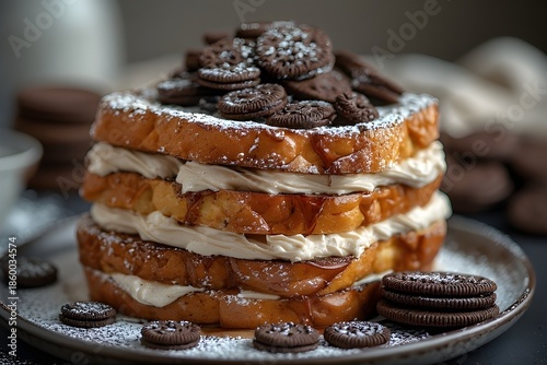 plate of cookies and cream french toast