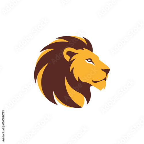 Majestic lion head profile showcasing strength and regal presence in vibrant colors.