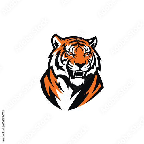 Majestic tiger illustration showcasing strength and intense focus, ready to pounce on its prey.