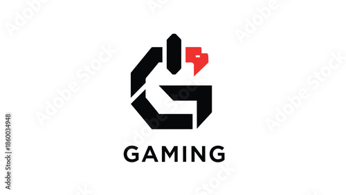 Modern Gaming Logo Design Featuring a Bold Letter G and Red Accents.
