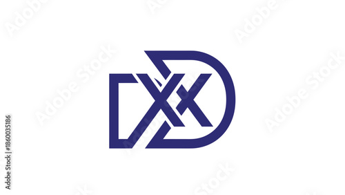 Modern design logo with intertwined letters XX and D in blue color.