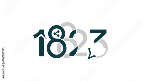 Modern design featuring the numbers 1823, representing a specific year and concept.