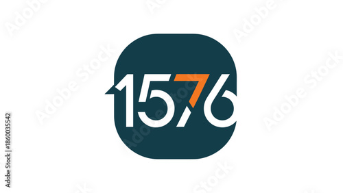 Modern design featuring the numbers fifteen comma seven and six inside a rounded square.