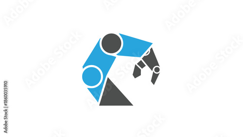 Modern robotic arm logo design representing innovation and technology advancements.