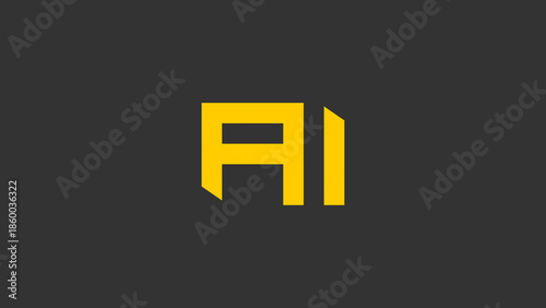 AI label in middle of a dark background minimal vector concept illustration