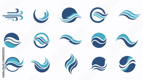 Collection of Blue Wave Logos and Icons.