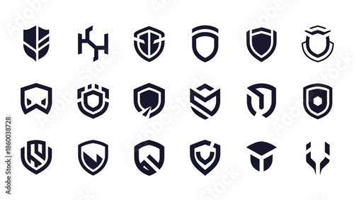Collection of Modern Security Shield Icons.