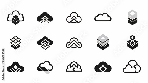 Collection of Simple Cloud and Server Icons.