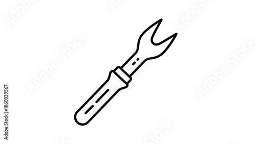 Simple Line Art Illustration of a Seam Ripper Tool.