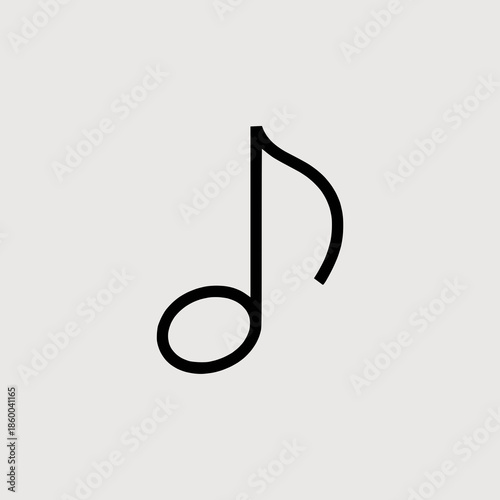 Eighth note musical symbol in black on white background