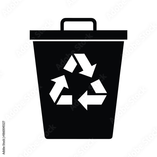 Recycling Bin Silhouette Icon Vector Illustration