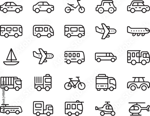 transportation icons set