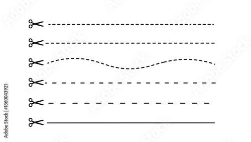 Cut line design elements with scissors icon