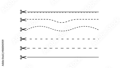 Cut line design element with scissors icon