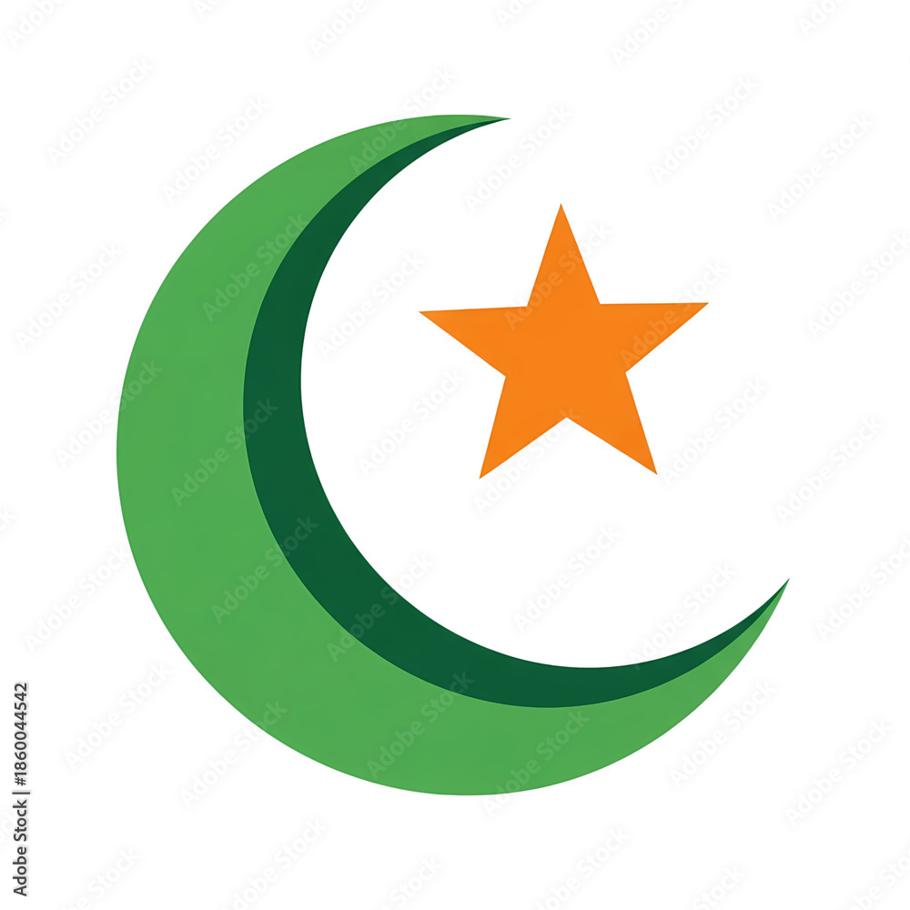 Fototapeta premium Crescent moon and star symbol illustration
