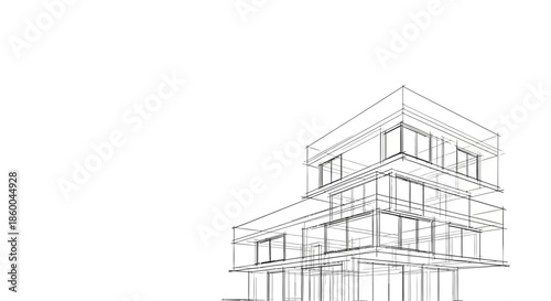 Modern architectural drawing of a building
