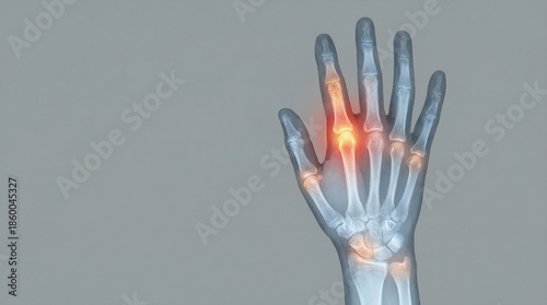 Hand X-ray Revealing Painful Joints, Medical Imaging for Arthritis Diagnosis and Bone Health