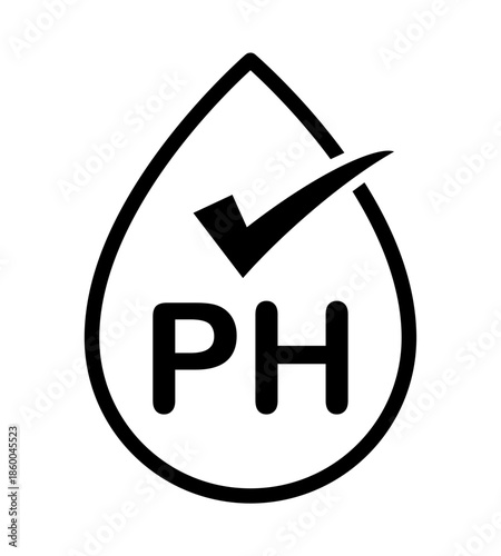 Vector illustration of pH balance line icon on a white background.