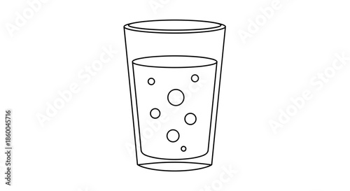 Illustration of a glass filled with melon soda, featuring bubbles, isolated on a white background