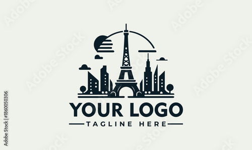 Canvas-taulu Paris city skyline with tower vector. logo. illustration