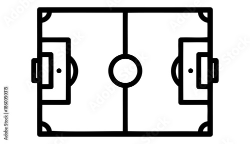 Minimalist Football Pitch Layout Vector Illustration for Sport and Game Design Concepts