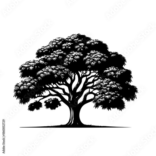 Mango Tree Vector Illustration in Tropical Nature Style