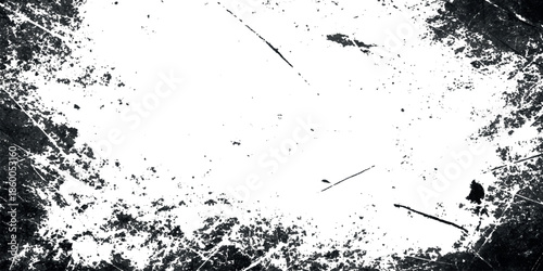 A stark black and white grunge textured displays a chaotic network of scratches and fractured lines creating abstract textures