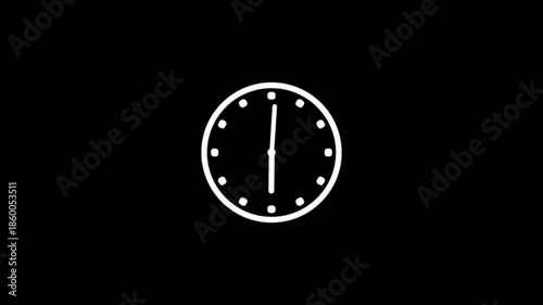 Waiting wail clock animation. 12 hours clock animation with glow effect. Waiting clock animation with 12-hour glow effect.