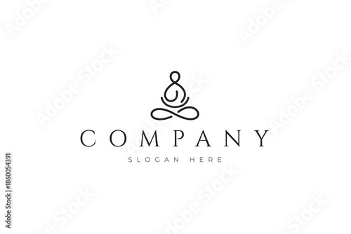 yoga meditation logo with minimalist linear design style