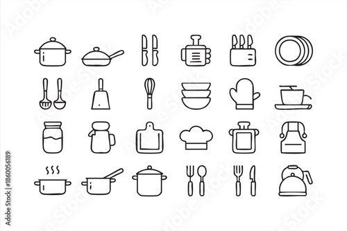 Cooking Tool Icons for Recipe Platforms, Menus and App Design