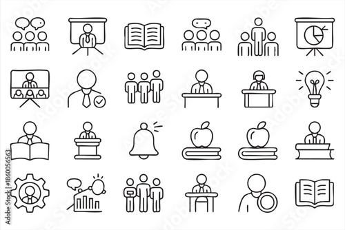 Education and Business Training Icons for Presentations and Learning Platforms