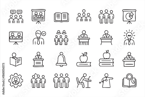 Business Presentation Icons for Meetings, Reports and Training Systems