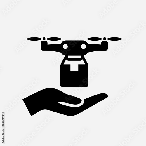 Futuristic Drone Delivering Package to a Hand for Fast Delivery Service