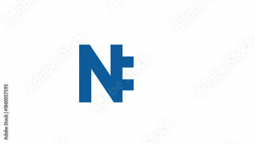 Nigerian Naira Currency Symbol in Blue Color on White Background.