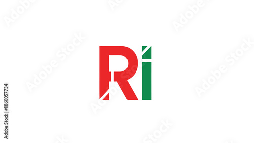 Red and Green RI Logo Design on a White Background.