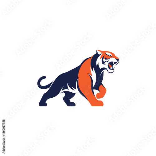 Powerful tiger prowling forward with intense focus and determination, ready to hunt.