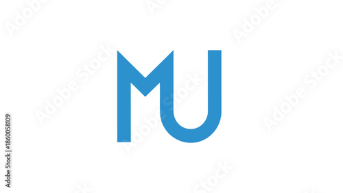 Simple blue MU logo design on a clean white background for branding.