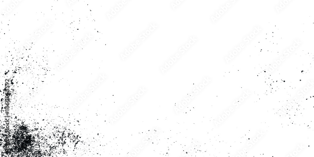 Obraz premium A stark visual grunge texture featuring scattered dark specks and smudges predominantly white background